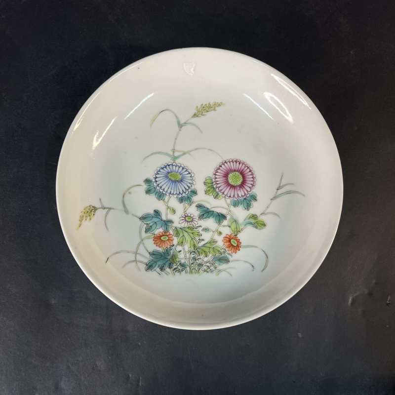 清光绪 粉彩菊花纹盘