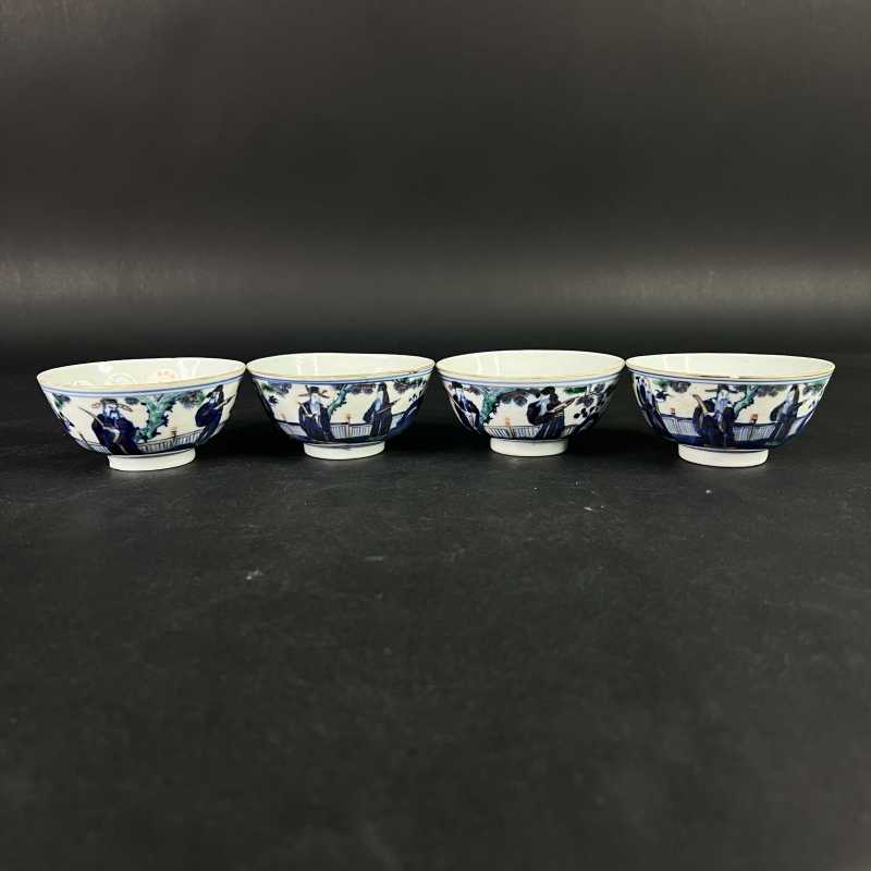 清光绪 斗彩三星图碗四只