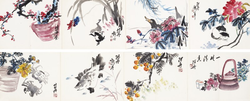 赵丹  花鸟册页十开
