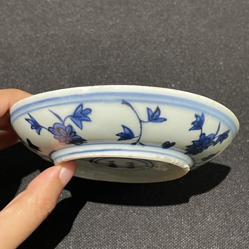 万历康熙 青花花卉纹小盘两只 - 图3