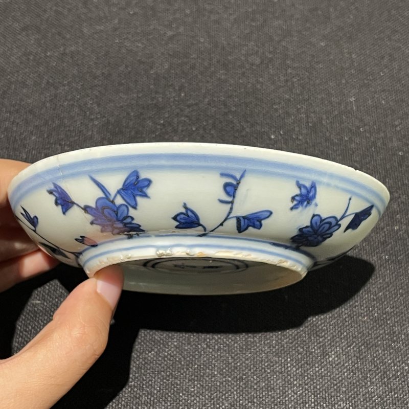 万历康熙 青花花卉纹小盘两只 - 图4