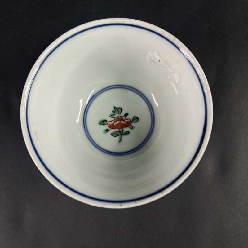 清 五彩洞石花卉纹杯 - 图4