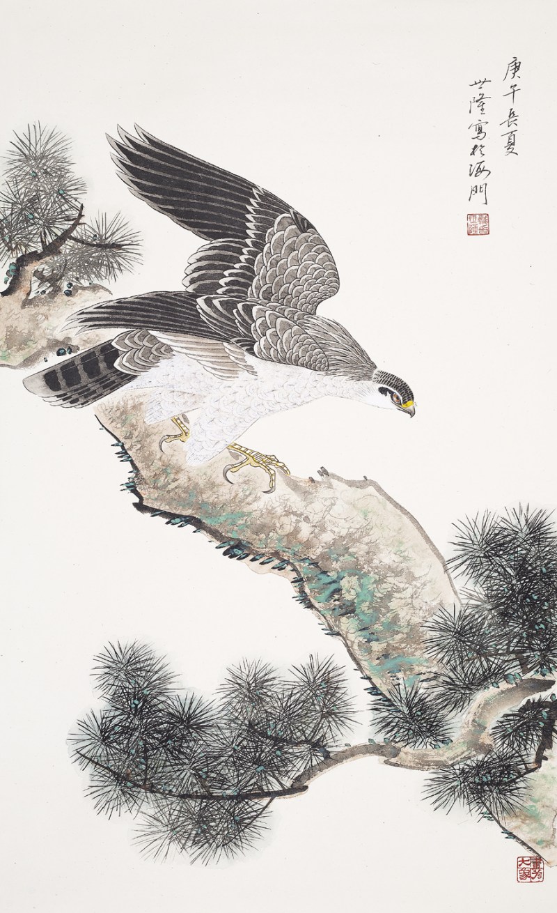 戴世隆  松鹰图立轴