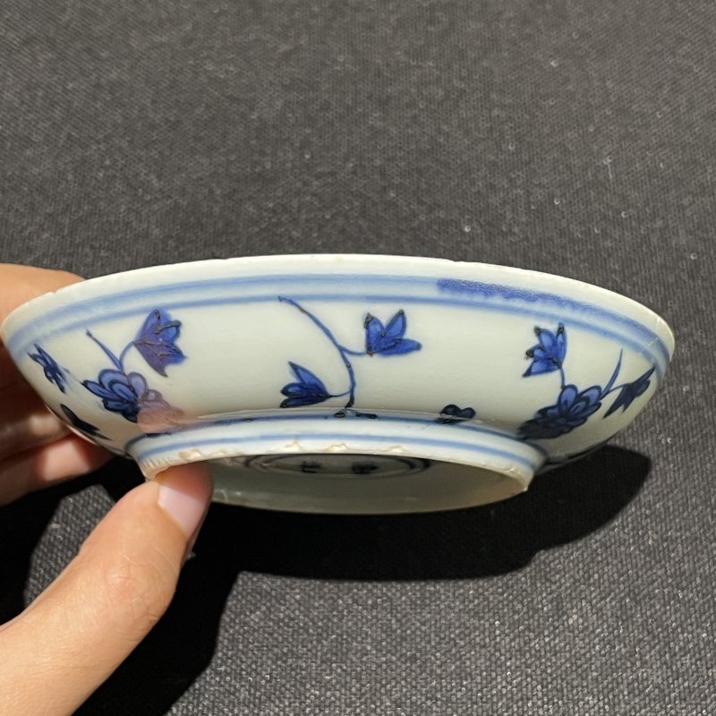 万历康熙 青花花卉纹小盘两只 - 图5