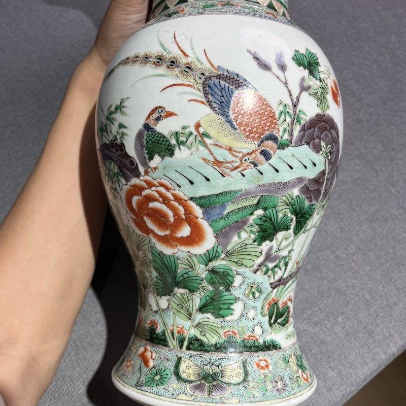 清晚期粉彩锦鸡牡丹凤尾尊 - 图5