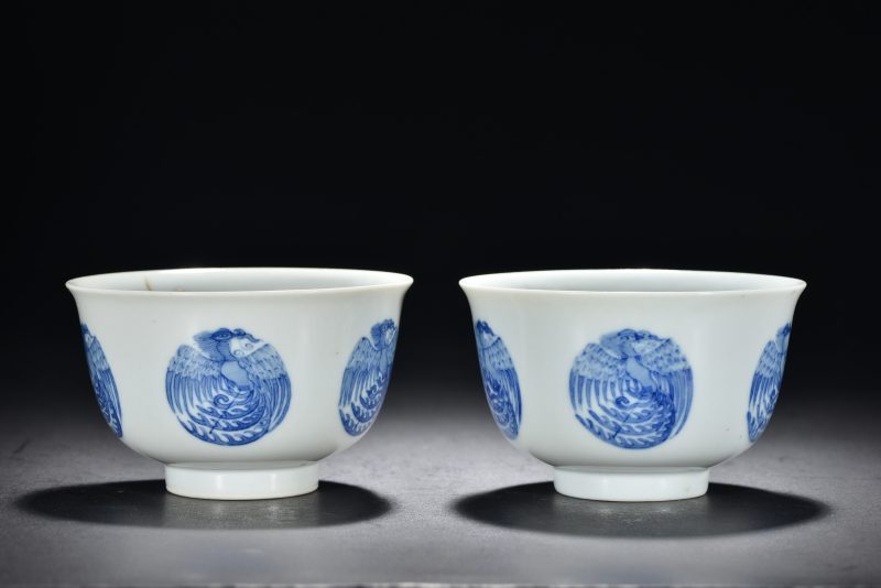 清 青花团凤纹碗（2件）