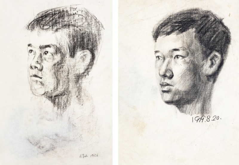 吴作人  人物素描镜心