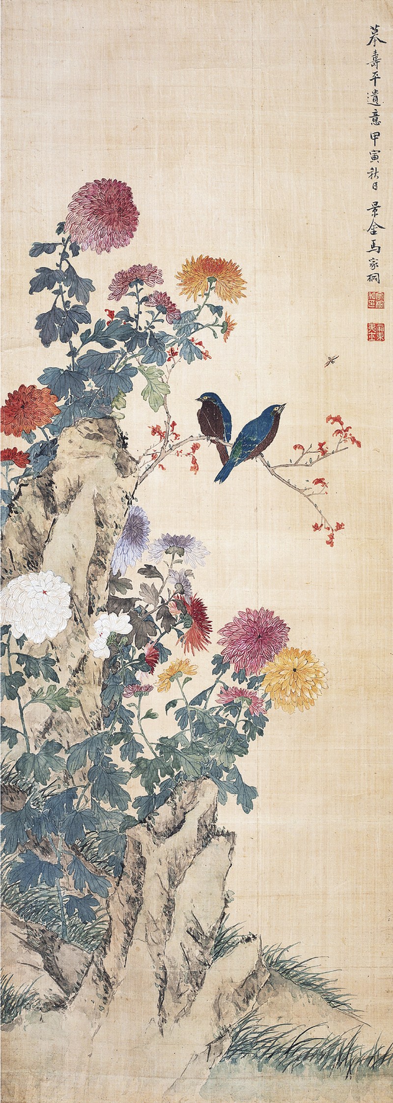 马家桐  花鸟立轴