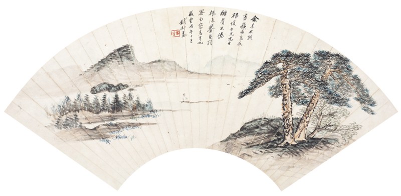 钱松  山水扇面镜心