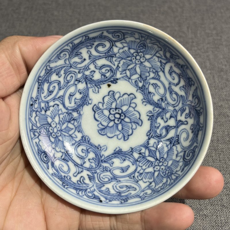 清嘉庆豆青釉内青花盖碗 - 图6