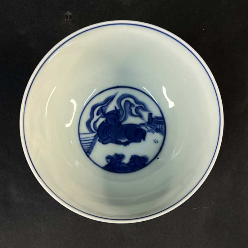 明嘉靖 青花牧牛图碗 - 图5