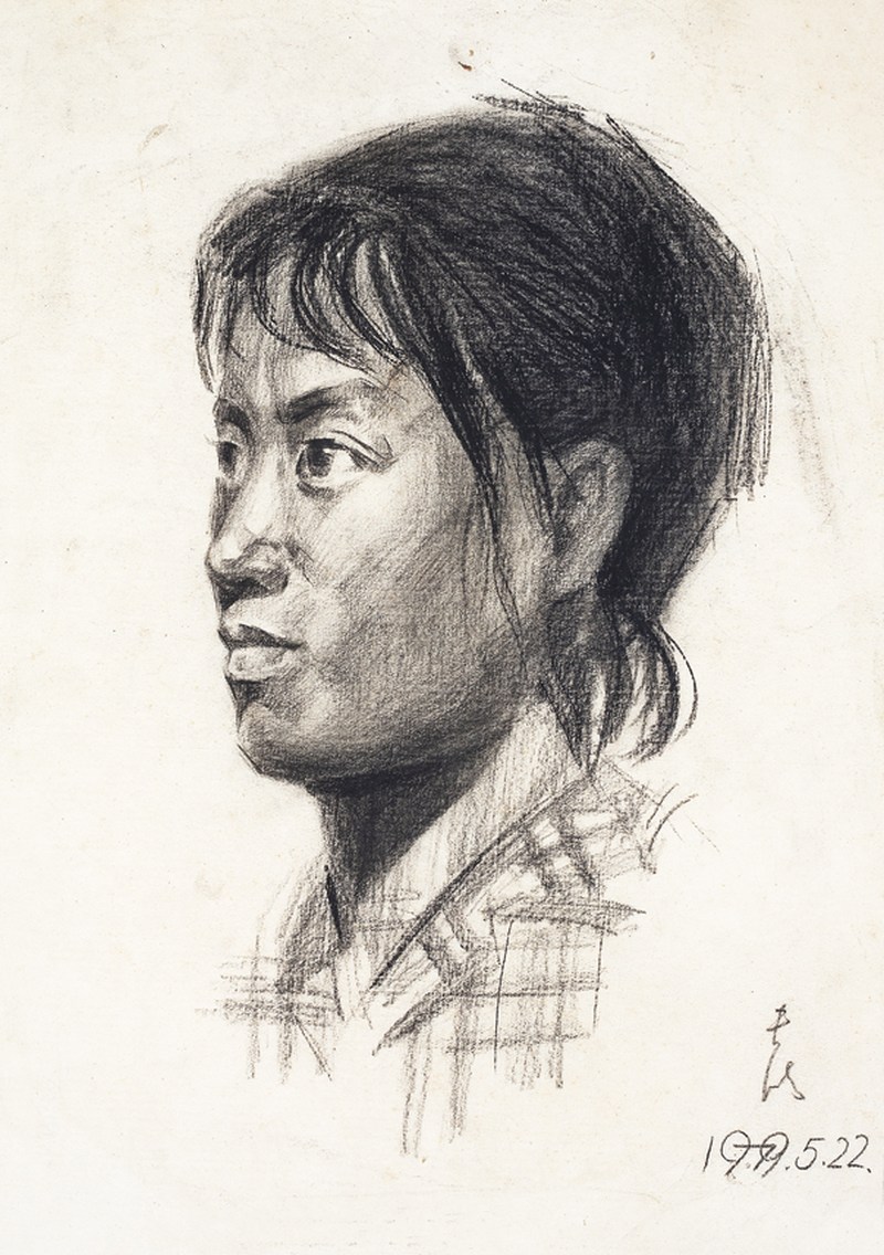 常书鸿  人物素描镜心