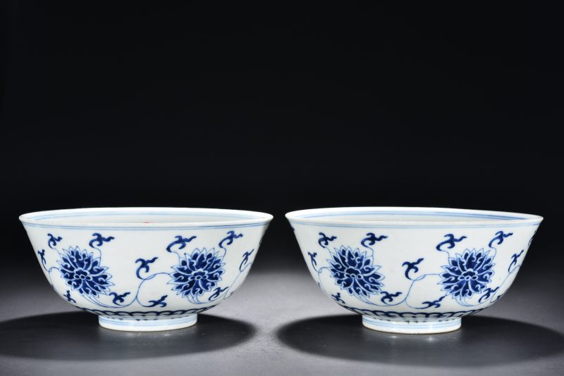 清 青花缠枝莲纹碗（2件） - 图7