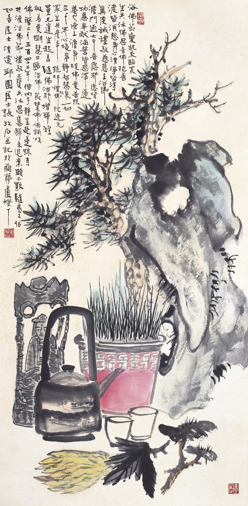张牧石  博古立轴