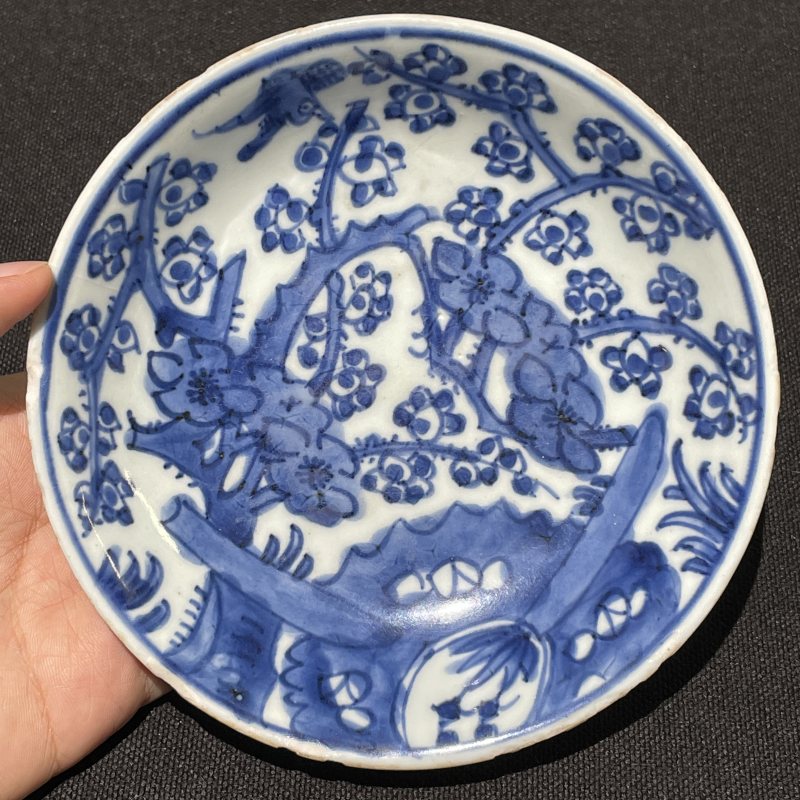 万历康熙 青花花卉纹小盘两只 - 图8