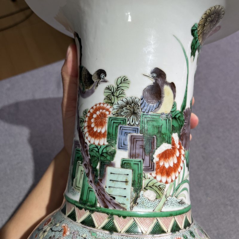 清晚期粉彩锦鸡牡丹凤尾尊 - 图8
