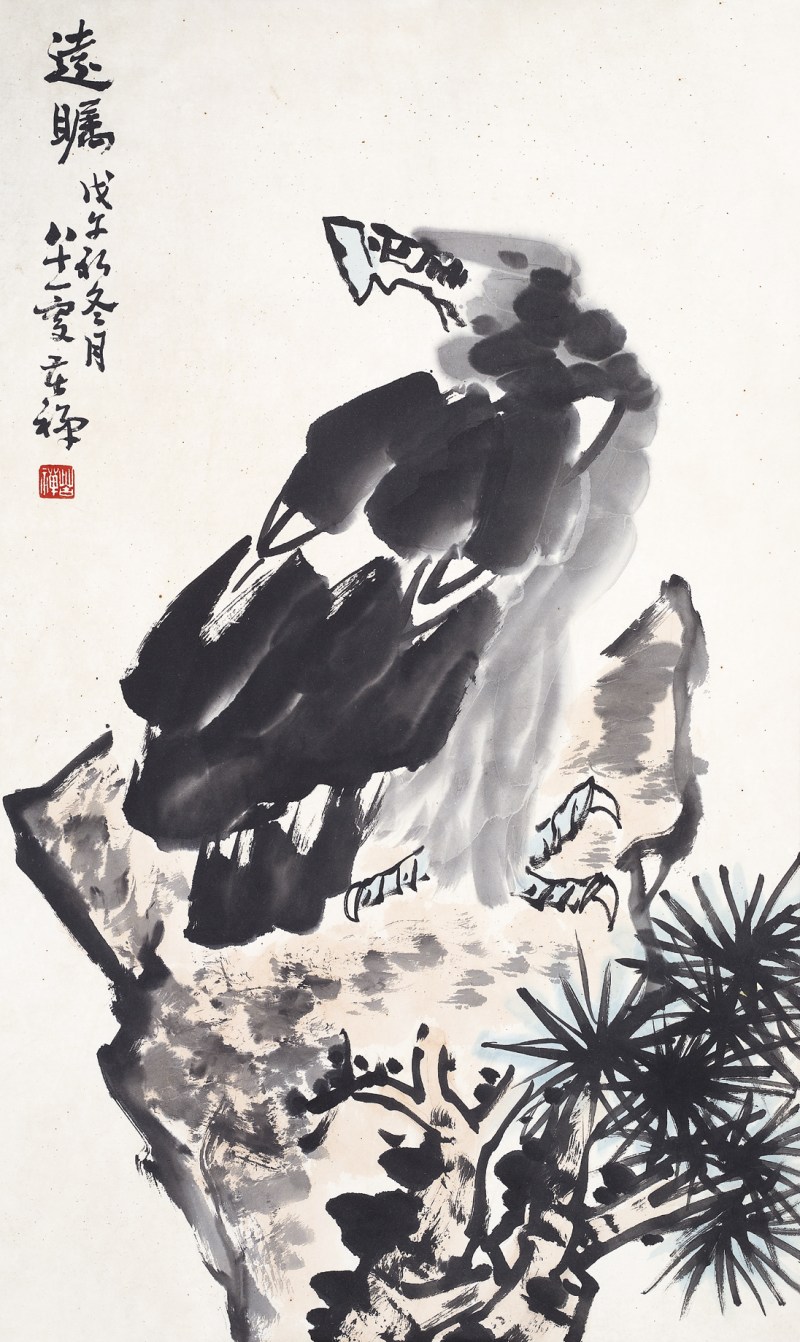 李苦禅  鹰立轴