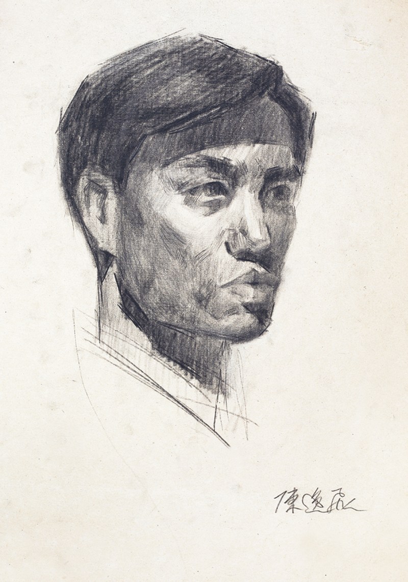 陈逸飞  人物素描镜心