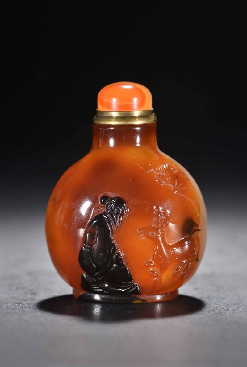 清 玛瑙雕寿星烟壶