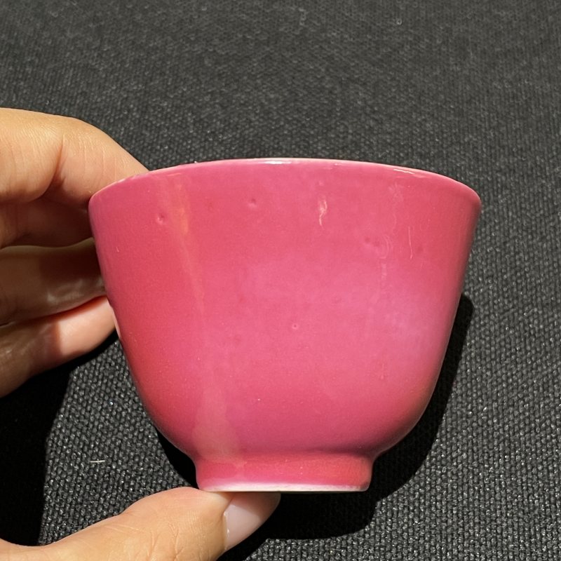 民国 胭脂红釉杯 - 图4