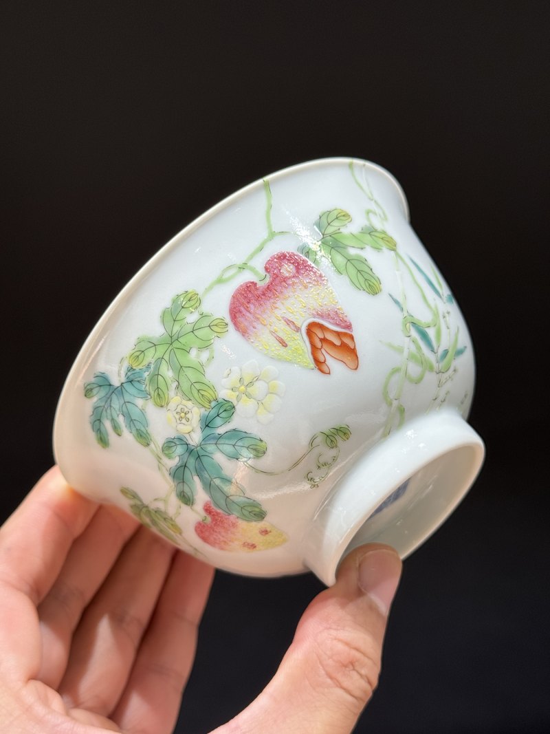清嘉庆 粉彩过枝癞瓜纹碗 - 图7