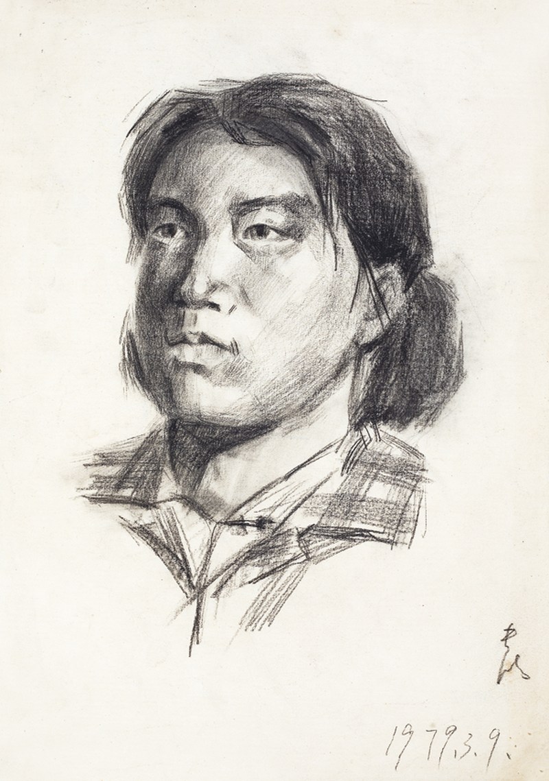 常书鸿  人物素描镜心