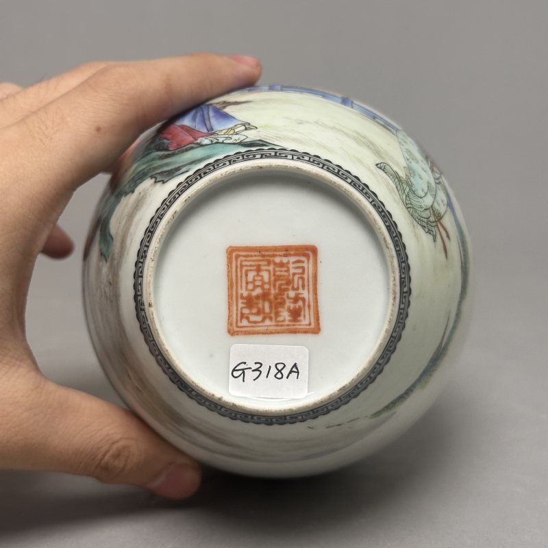 民国 粉彩人物故事罐 - 图7
