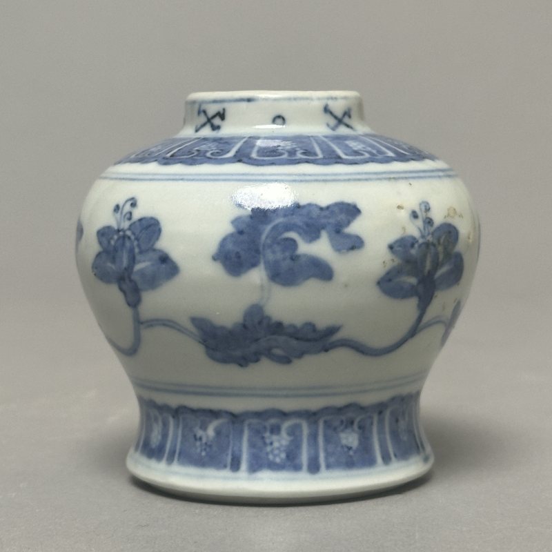 明中期 青花牵牛花天字罐 - 图4