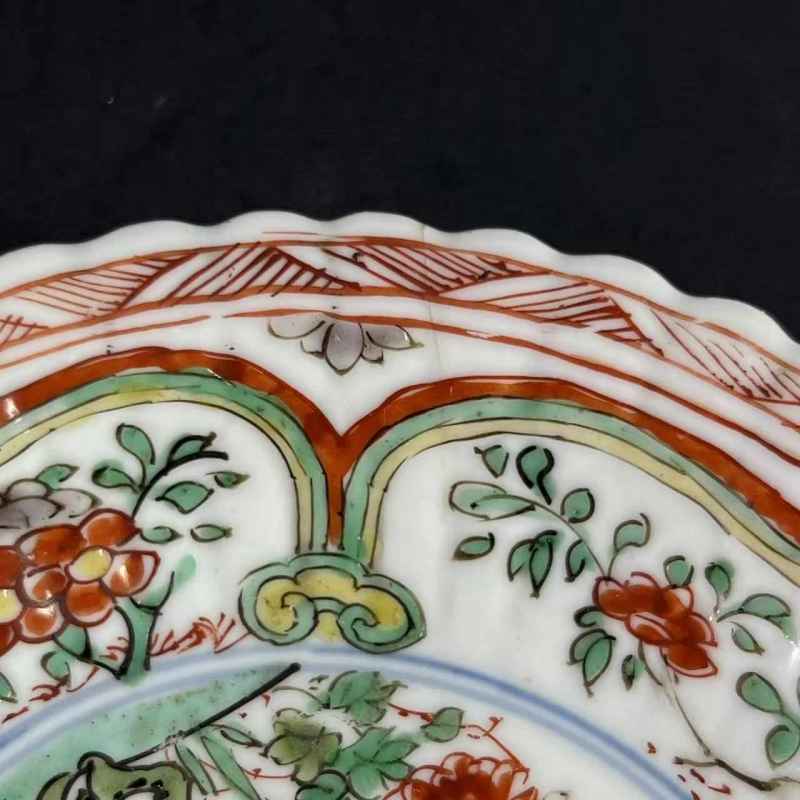清康熙 米黄地青花五彩杯碟一组 - 图9
