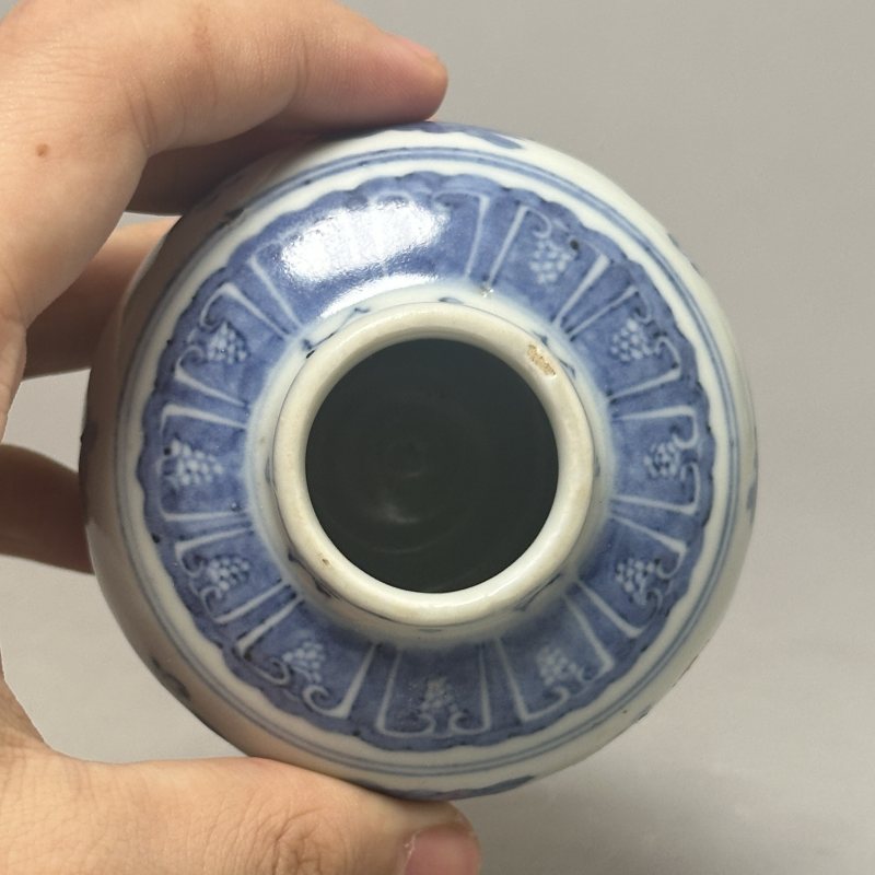明中期 青花牵牛花天字罐 - 图5