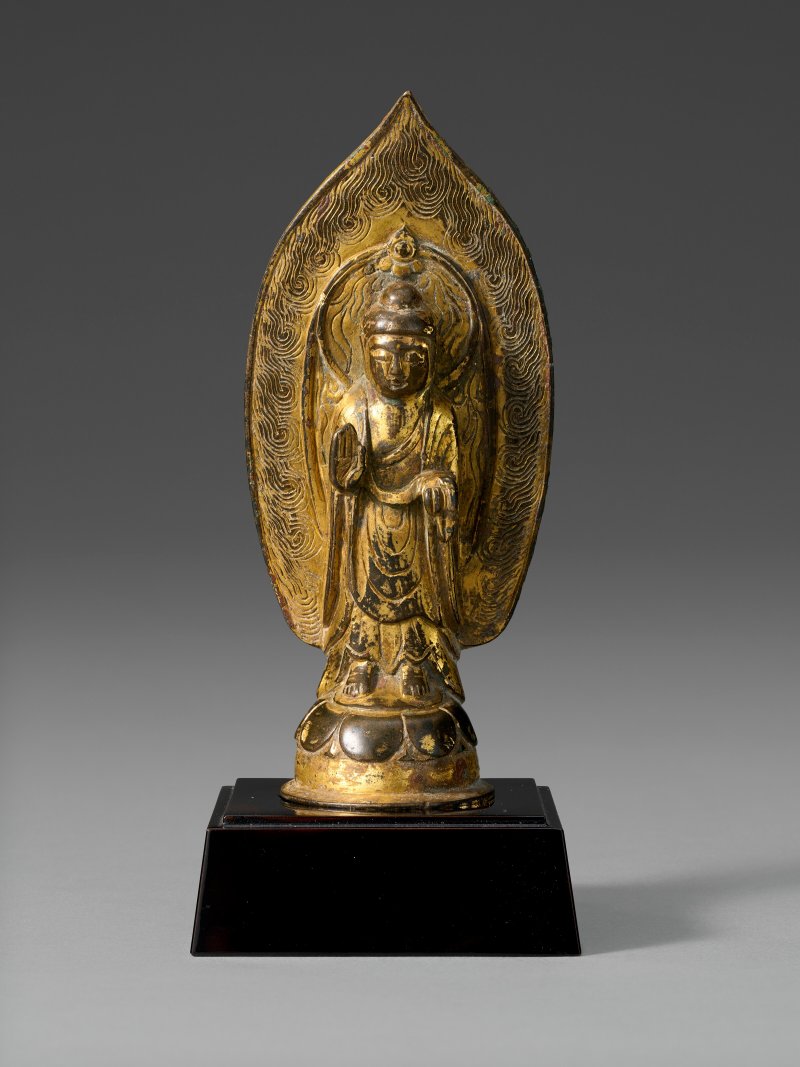南朝梁 太清二年（548年） 鎏金銅阿彌陀佛立像  LIANG DYNASTY, DATED BY INSCRIPTION TO THE SECOND YEAR OF TAIQING, CORRESPONDING TO AD 548 - 图1