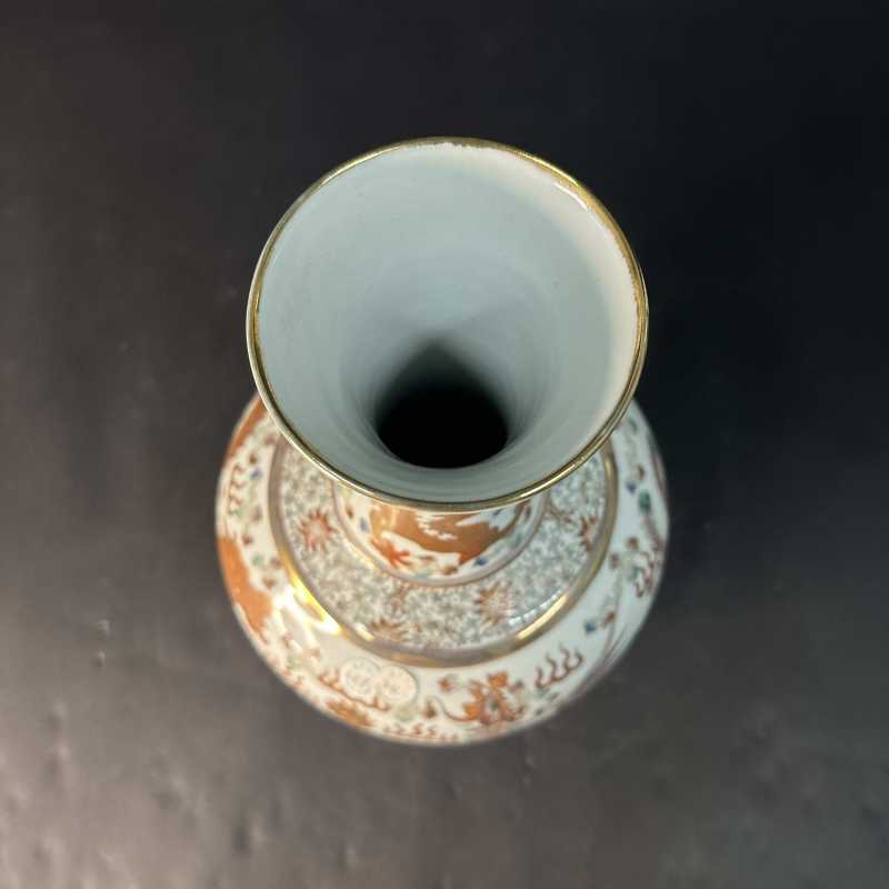 清光绪 粉彩描金龙凤纹赏瓶 - 图8