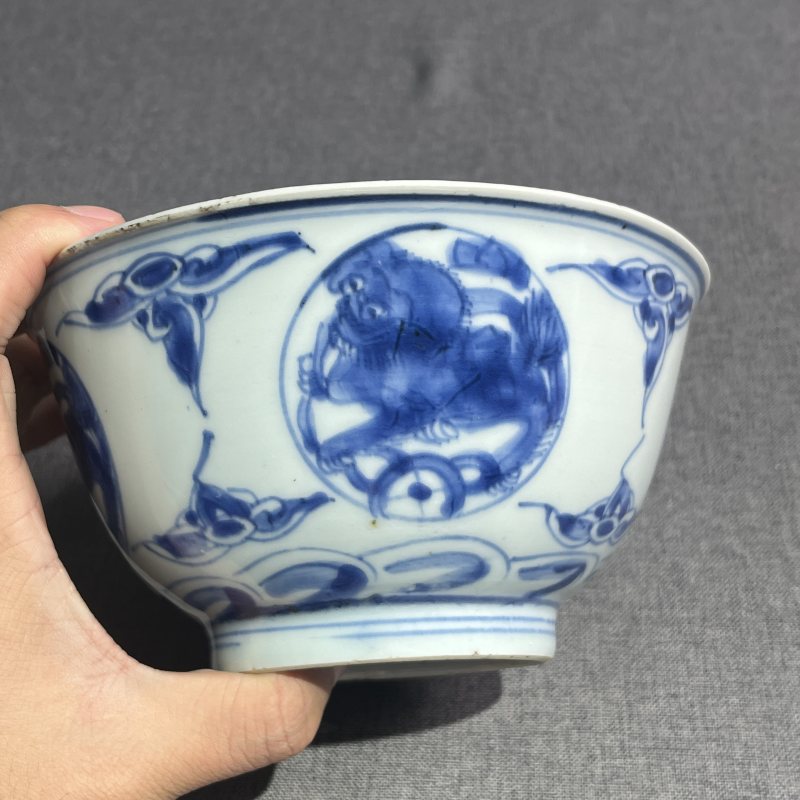 清康熙青花瑞兽纹碗 - 图6