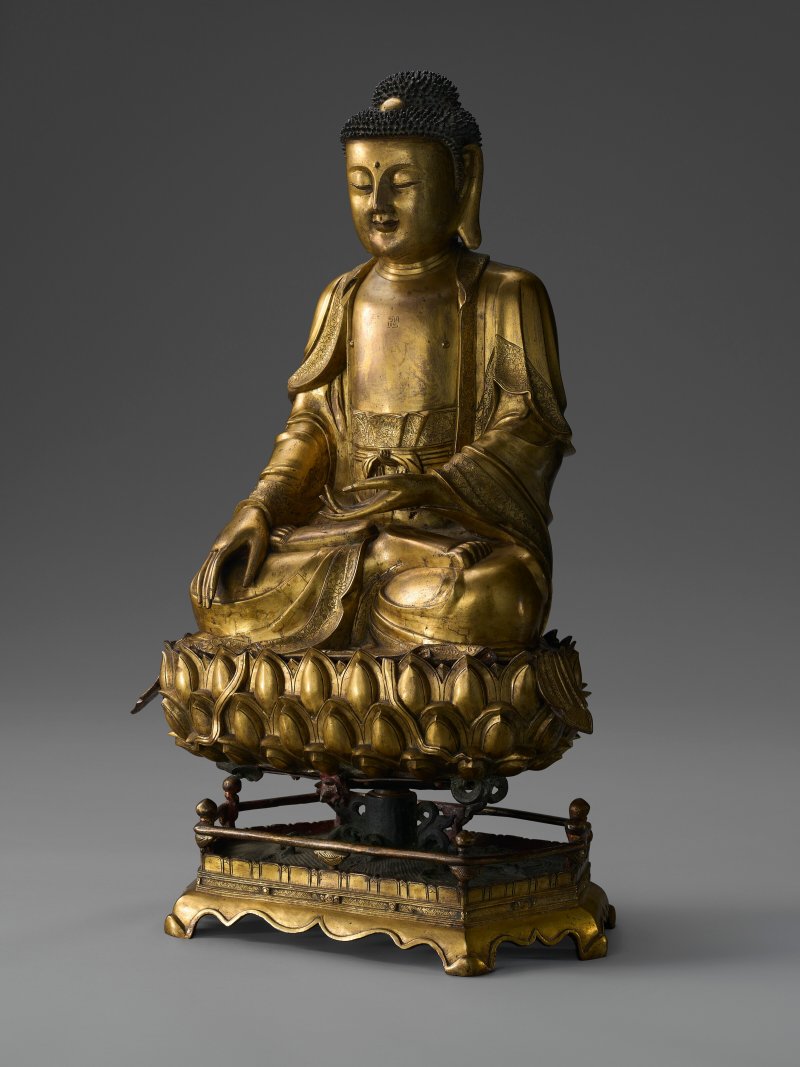 明十六/十七世紀 鎏金銅佛坐像  MING DYNASTY, 16TH-17TH CENTURY - 图2