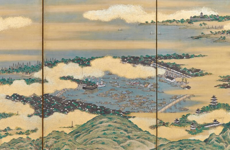 Sakuma Soen (d. 1828), Bird’s-Eye View of Famous Places (Meisho chokan-zu), Edo period, 18th century | 佐久間草偃　名所鳥瞰図屏風　江戸時代中期　18世紀末期 - 图11