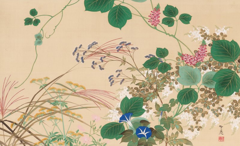 Suzuki Kiitsu (1796-1858), Seven Grasses of Autumn (Aki no nanakusa), Edo period, early 19th century | 鈴木其一　秋七草　江戸時代末期　19世紀初頭