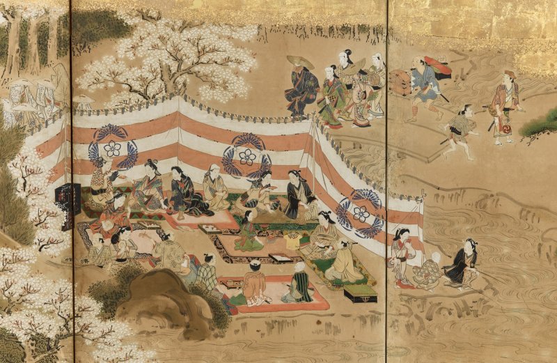 Anonymous, Scenes of Pleasure and Merriment at Mount Yoshino (Yoshinoyama yuraku zu), Sealed Morifuji, Edo period, late 17th – early 18th century |  吉野花見図屏風　守藤印　江戸時代前～中期　17世紀後半～18世紀初頭 - 图12