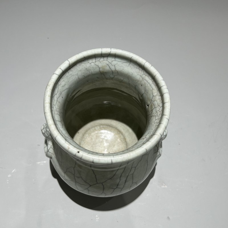 清代 景德镇哥釉衔环辅首尊 - 图6