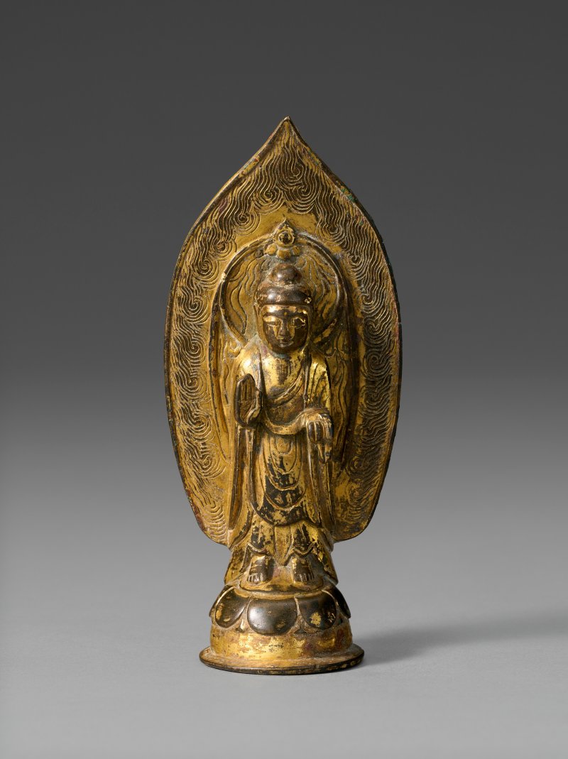 南朝梁 太清二年（548年） 鎏金銅阿彌陀佛立像  LIANG DYNASTY, DATED BY INSCRIPTION TO THE SECOND YEAR OF TAIQING, CORRESPONDING TO AD 548 - 图2