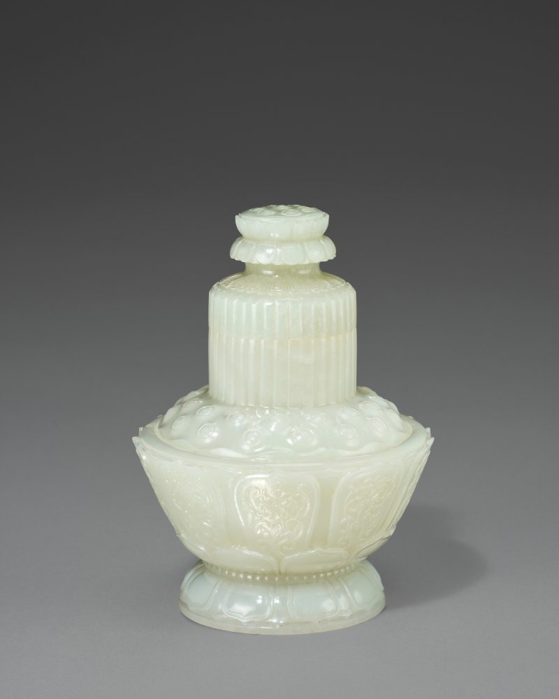十八/十九世紀 白玉蓮花蓋盌  18TH-19TH CENTURY - 图1