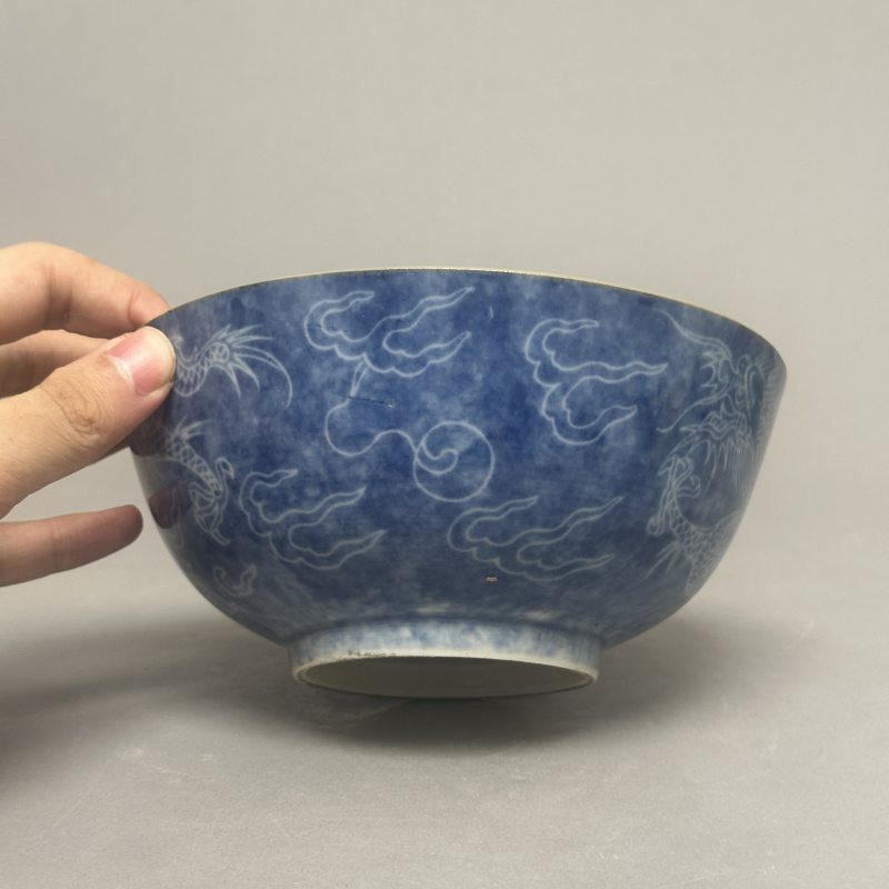 清中期 青花留白龙纹碗 - 图2
