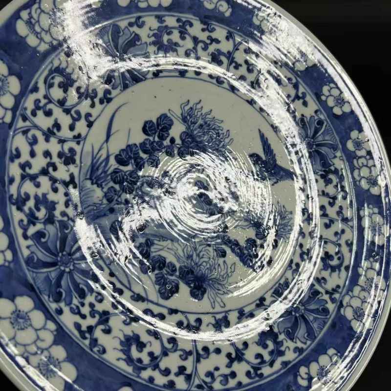 清中期 青花花鸟纹大盘 - 图5