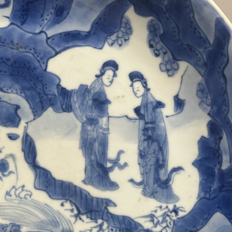 清康熙 青花仙人乘槎图盘 - 图4