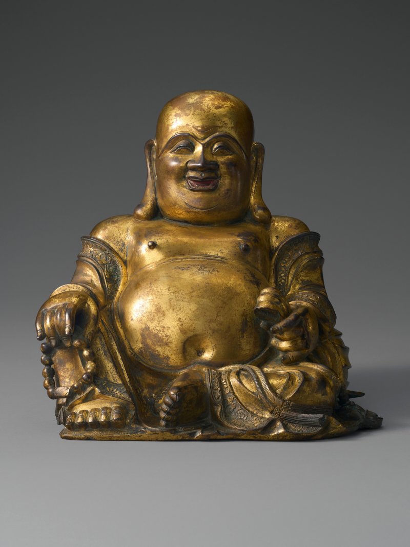 明 十六/十七世紀 鎏金銅布袋和尚坐像  MING DYNASTY, 16TH-17TH CENTURY - 图1
