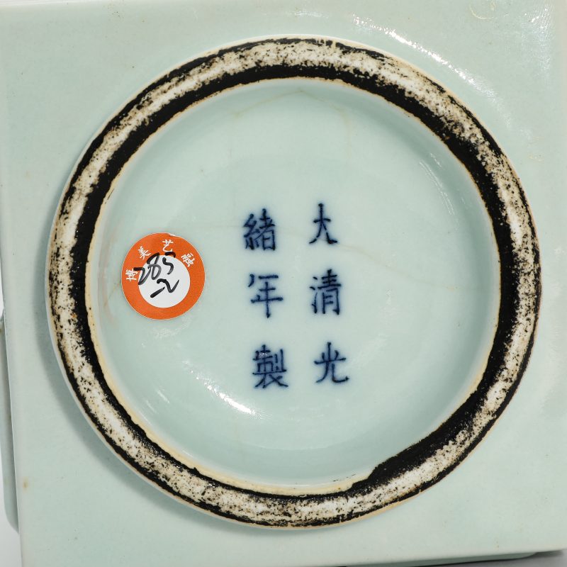 清光绪 仿官釉八卦纹琮式瓶 - 图5