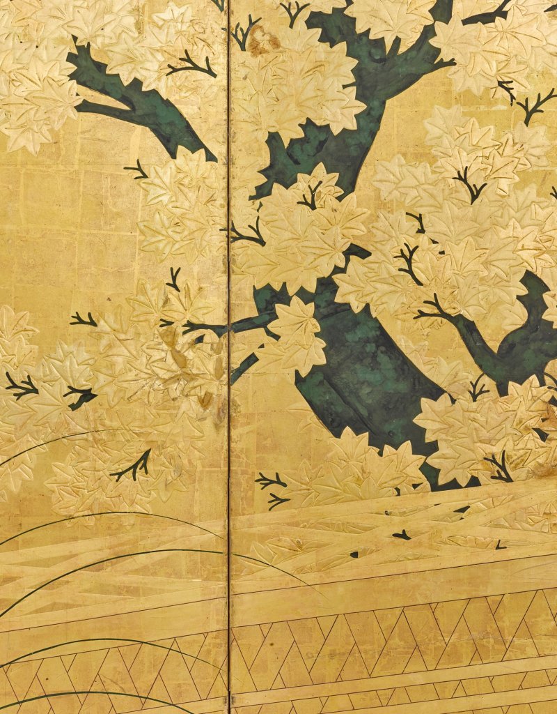 Attributed to the Hasegawa School, Wicker fence among wisteria, maple, bush clover and pampas grass, Edo period, early 17th century | 長谷川派　網代垣藤花・萩薄図屏風　江戸時代初頭　17世紀前半 - 图6