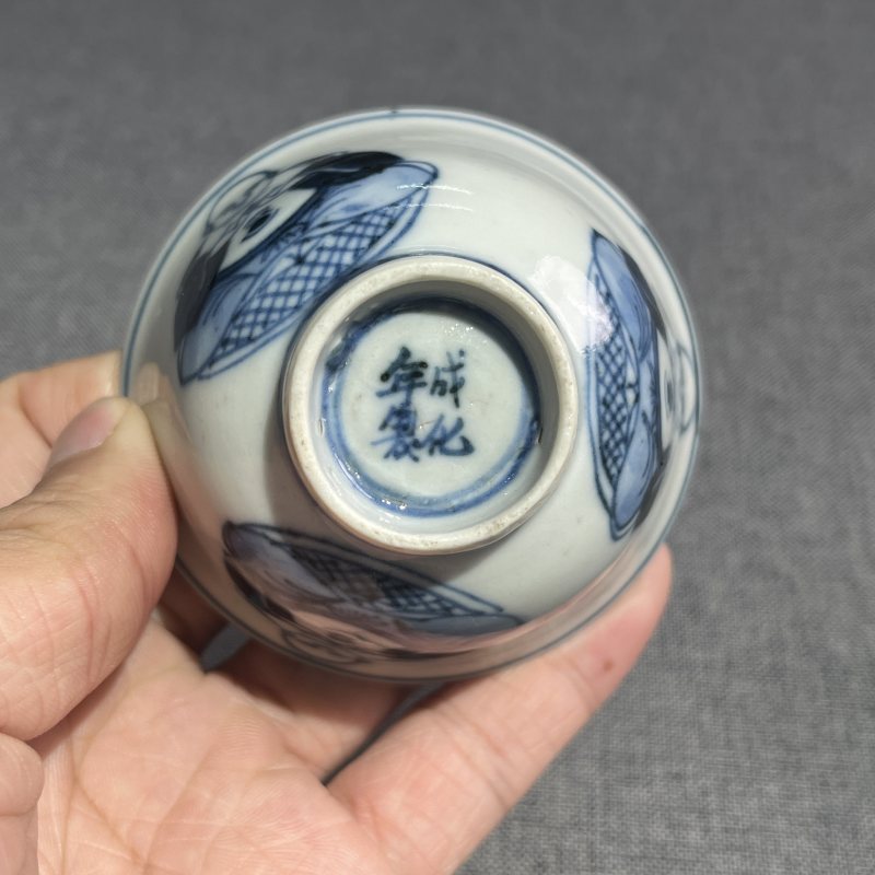 清青花佛教人物茶圆一对 - 图7