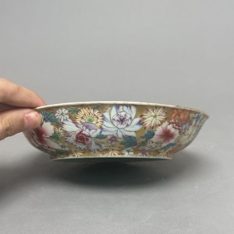 清光绪 粉彩百花不落地盘 - 图3