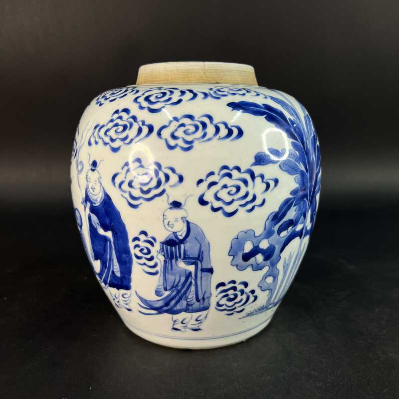 清康熙 青花麒麟送子纹罐 - 图3
