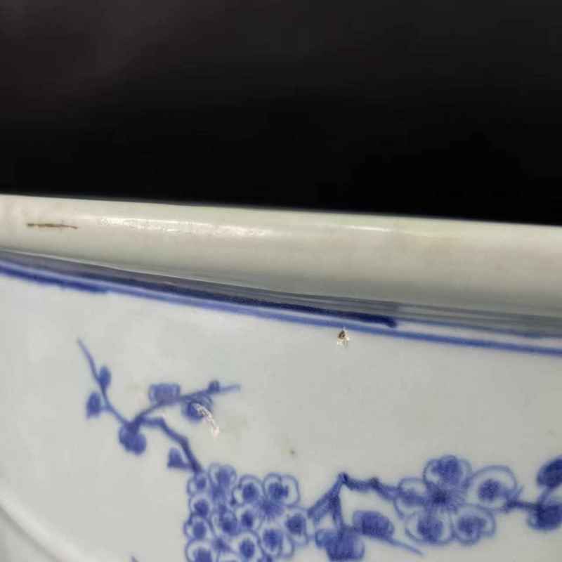 清 青花山水人物纹鱼浅 - 图16